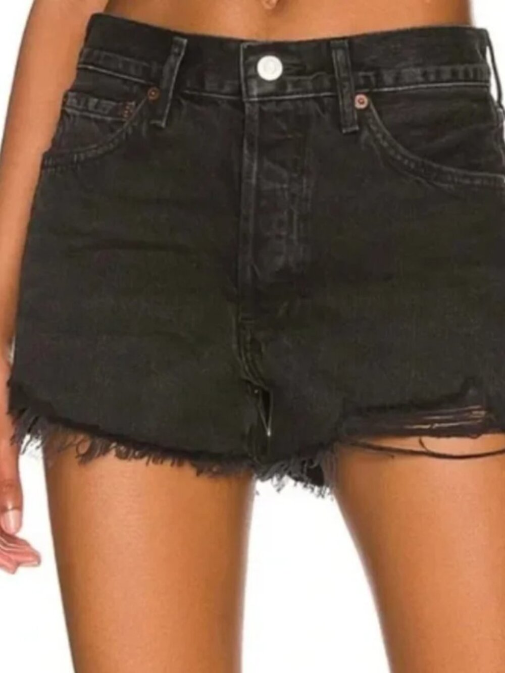 Agolde Parker Cut Off Jean Shorts In Black Size 27